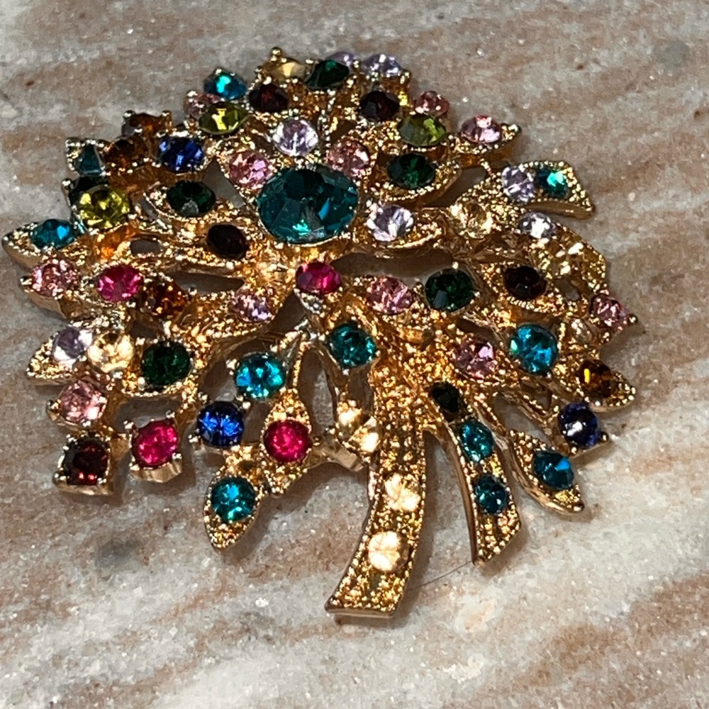Elegant Gold Multicolor tree Brooch
